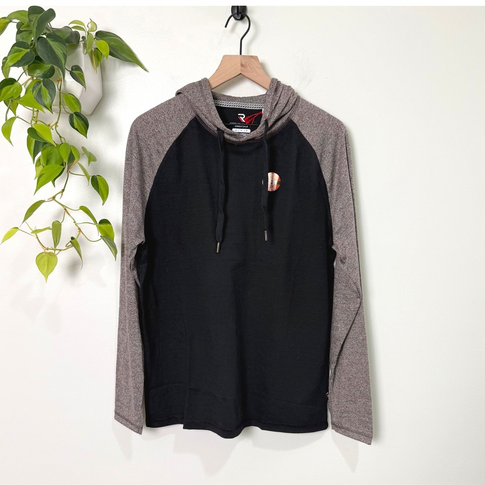 International Report Essentials Mens Hoodie Top Black Truffle Raglan 3560181R M